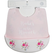 Wholesale - 2 Pack Silicone Bib Set - Pink with White "Babes who Brunch" and White Floral C/P 60, UPC: 195010111416